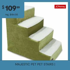 Features: Faux Fur + FleecePet Intended For: DogMeasurements: 24 Length/Inches, 16 Width/Inches, 20 Height/InchesBase Material: 100% PolyesterCare: Hand Wash, Wipe CleanCountry of Origin: Made in US Pet Stairs, Pet Pet, Pet Beds, Cleaning Wipes, Faux Fur, Stairs, Pet, Animals, Green