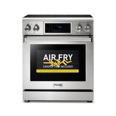 an oven with the words air fry on it's front and side doors open