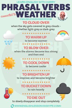 a poster with the words phrasal verbb's weather