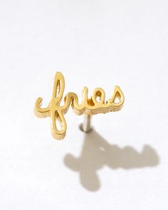 gold cursive 'fries' single stud earring Feeling Salty, Cursive Script, Silver Butterfly, French Fries, Boss Babe, Stud Earring, Gold Plated Sterling Silver, Original Design, Original Designs