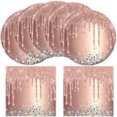 pink and silver glittered eye patches with white dots on them, set of six