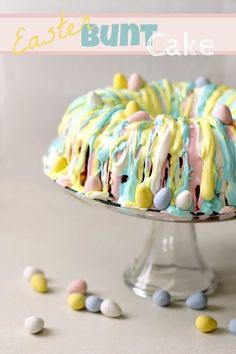 an easter bunt cake with marshmallows on top