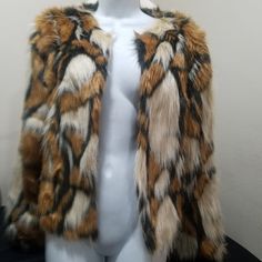 Women's Hot And Delicious Faux Fur Jacket Brown/ Multi Color Good Condition Size Medium Fur Jackets, Big Girl Fashion, Denim Skirt Women, Fur Coats, Skirt Women, Big Girl, Faux Fur Jacket, Utility Jacket, Fur Jacket