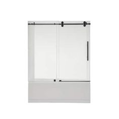 an image of a shower door with sliding glass doors on the sides and side panels