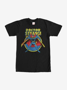 a black t - shirt with the title doctor strange on it