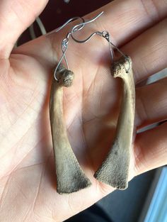 Handmade animal bone earrings. Unique nature jewelry. Foraged small animal bones. One of a kind. Unique Bone-colored Nickel-free Earrings, Animal Bone Jewelry, Real Bones, Bone Earrings, Bone Jewelry, Bone Horn, Animal Bones, Unique Nature, Earrings Unique