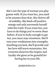 the text is written in black and white on a piece of paper that says, she's not the type of woman you play games with