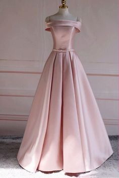 WD0802,Off Shoulder Satin Elegant Long Prom Dress,Simple New Style Formal Gown on Storenvy Off Shoulder Prom Gown, Pink Satin Off The Shoulder Dress, Ball Gown Bridesmaid Dresses, Formal Simple Dress, Pink Dresses Formal, Pink Formal Dresses Long, Pink Off Shoulder Dress, Dresses Off Shoulder, Off Shoulder Long Dress