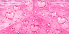 pink hearts with bubbles and water droplets