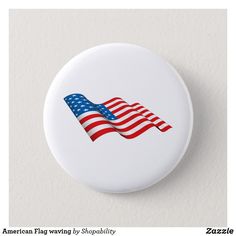 the american flag is flying by shoppily on a white button or pinback