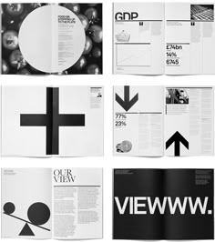 an open magazine with black and white images