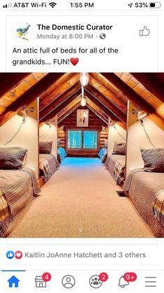 an instagram page with two beds in the middle and one bed on the bottom