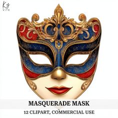 masquerade mask clipart, commercial use for photoshopped and painted masks