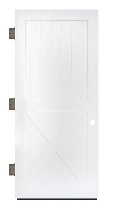 two white doors with metal handles on each side