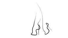 a black and white drawing of a woman's legs with long, slender legs