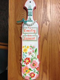 a wooden door with a sign on it that says empty and the name of the door is painted