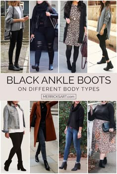 How to Style It: Outfits with Black Booties - Merrick's Art Winter Work Outfits For Women With Boots, Black Boots With Black Jeans, Best Booties For Short Women, Black Jeans And Black Boots Outfit, 2023 Boots Outfit, Short Boot Outfits, Outfits With Booties Fall, Jeans With Booties Outfits, Black Jeans Work Outfit