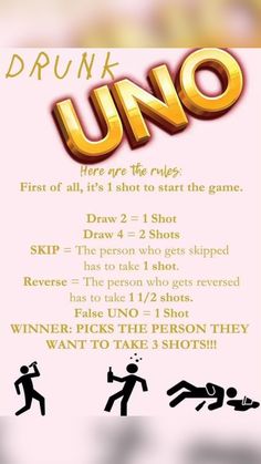 a poster with the words drunk uno on it