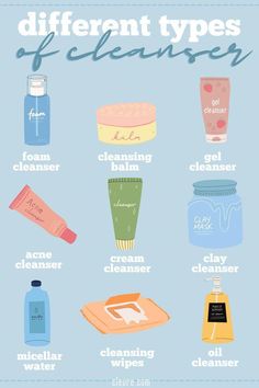 Cleansing is the first step of your skin care routine, and is a necessity for removing dirt, oil, and makeup from your pores. Read here to learn about the different types of face cleansers, and which ones are best for your skin type. Type Of Cleanser, Types Of Cleansers, Good Cleansers, Aesthetic Bubbles, Different Types Of Face, Selfcare Goals, Cleanser Products, Skincare Education, Skincare Consultation