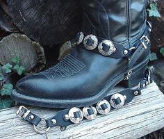 WESTERN Boots BOOT CHAINS (The Concho Honcho) Black Horror Shoes, Metal Vest, Nice Boots, Boot Chains, Boot Bracelet, Silver Boots, Boot Bling, Spur Straps, Boot Straps