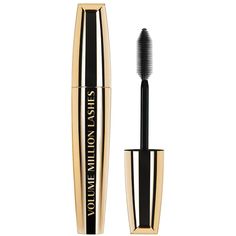 Create the ultimate fanned out flutter with L'Oréal Paris Volume Million Lashes - Black. With a Millionizer brush that boasts a multitude of long and short bristles, the flexible elastomer applicator evenly coats your lashes from root to tip.  Finished with an excess wiper to remove clumps and overload, it gives you just the right amount of formula to achieve long, volumised lashes. - L.M. Directions of Use:  Apply to top and bottom lashes using the brush. Million Lashes Mascara, Long Thick Eyelashes, Telescopic Mascara, Drugstore Mascara, Mascara Set, Gene False, Brown Mascara, Full Lashes, Lashes Mascara