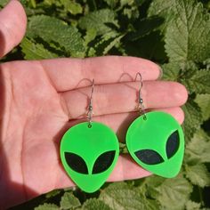 Green Alien Earrings These Would Make A Great Stocking Stuffer Or Holiday Gift Alien Earrings, Green Alien, Earrings Halloween, Stocking Stuffer, Black Green, Aliens, Stocking Stuffers, Holiday Gifts, Jewelry Earrings