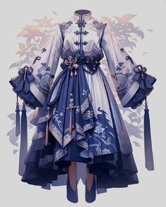 Genshin Inspired Dress, Moon Dress Anime, Genshin Inspired Outfits, Genshin Outfit Ideas, Trousers Runway, Hanfu Design, Trendy Trouser, Clothing Design Sketches