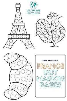 the eiffel tower is shown in this free printable france dot marker pages