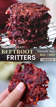 beet fritters Blw Eggplant, Blw Beet Recipes, Blw Beets, Beet Baby Food, Beetroot Meals, Baby Led Weaning Dairy Free, Vegetable Sides For Kids, Blw Veggies