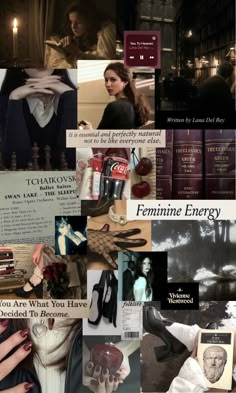 a collage of images containing books, pictures, and other things that are in the background