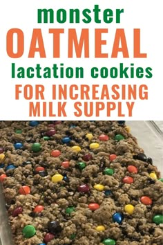 Monster Oatmeal Lactation Cookies! These delicious lactation cookies are yummy and can help you pump more breast milk. An easy dessert that your whole family will like! #lactation #cookies Oatmeal Lactation Cookies, Oatmeal Flaxseed, Breastmilk Recipes, Lactation Brownies, Lactation Cookie Recipe, Increasing Milk Supply, Lactation Cookie