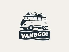 the vanagoo logo is shown in black and white, with mountains behind it