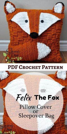 the fox pillow cover is made from crochet