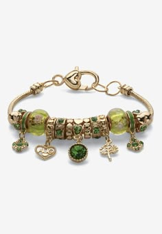 In a contemporary tapestry of colors and charms, this designer-inspired Bali-style birthstone beaded charm bracelet makes a stylish statement. No need to build a bracelet bead-by-bead... This wrist wrap comes completely full with a colorful array of beads, charms and spacers in the birthstone color of your choosing. Adjustable 8" length. Goldtone. Secured with a lobster clasp. Birthstones are simulated gemstones.Main Stone: 1 Round Faceted Cut Blue Crystal, 8.5 mm x 8.5 mm2 Round Faceted Cut Blu Crystal Charm Bracelet, Beaded Crystal Bracelets, Junk Bracelets, Jewelry Tour, Charm Bracelet Ideas, Jewellery Organization, Slide Bracelet Charms, Rich Jewelry, Birthday Charm Bracelet