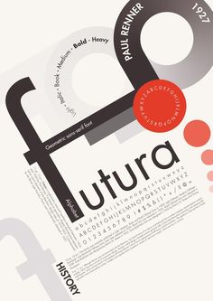 an image of a poster with the words futura in different colors and shapes on it