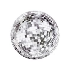 a shiny disco ball on a white background