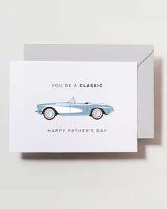 a father's day card with an image of a classic car on the front