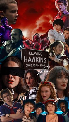 the poster for leaving hawks come again soon, with many different pictures and words on it