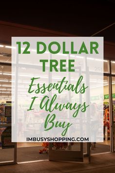 dollar tree with text overlay that reads 12 dollar tree essentials i always buy