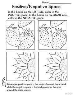 the negative space worksheet is shown with four pictures of strawberries on it