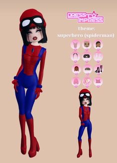 an image of a female character with different facial expressions and body shapes, including the headgear