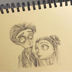 a pencil drawing of two people with one looking at the camera and the other staring