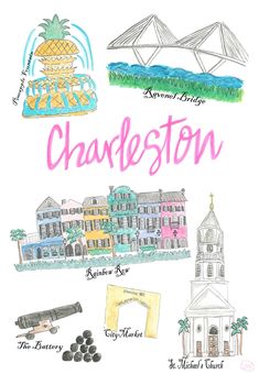 a drawing of charleston with the words charleston on it