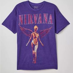 Condition: Brand New With Tag! In Excellent Condition! 100% Cotton Approx. Measurements: Pit To Pit: 22", Length: 28" Just Selling (No Trades, Price Is Firm) Nirvana In Utero, Nirvana Shirt, In Utero, Band T Shirts, Purple Band, Purple Top, Urban Outfitters Tops, Nirvana, Band Tees