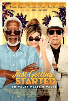 the movie poster for just getting started, starring actors from left to right michael mc