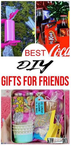 diy friend gifts shown are candy tubes, coca cola with candy and ice cream care package Best Diy Gifts, Easy Cheap Gifts, Cheap Gift Ideas, Gift Ideas To Make, Fun Diy Craft Projects, Last Minute Birthday Gifts, Handmade Gifts For Friends, Handmade Birthday Gifts