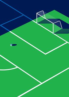 an image of a soccer field with the ball coming towards it and two lines going up