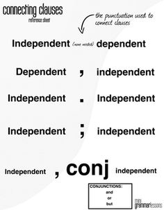 an info sheet with the words conj, independent, independent and independent