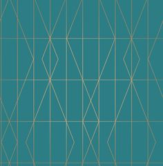 a blue and gold geometric pattern with lines in the middle, on a green background