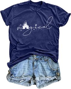 PRICES MAY VARY. Material: Magical shirt soft comfortable fit lightweight, classic fit, double-needle sleeve and bottom hem. Feature: Magical castle shirt, simple magic shirt, spring time svg shirt. perfect gift for your family- walt world, epcot, animal kingdom and hollywood studios. Occasion: Cute family vacation shirts, suit for juniors girls, women or ladies. perfect shirt for trip, holiday, party, school, casual daily life, working space. Gifts: A good gift for yourself, or a perfect gift f Disney Park Essentials, Alice In Wonderland Shirts, Disney Camping, Magical Castle, Amazon Clothing, Magic Castle, Popular Shirt, Family Vacation Shirts, Disney Lion King